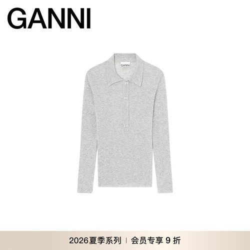 【新品会员9折】GANNI女装 休闲秋季针织上衣POLO衫 A1070260920