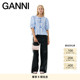 上衣 GANNI女装 银湖蓝条纹系带泡泡袖 F9184695