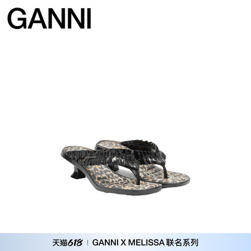 GANNI x Melissa联名 豹纹猫跟人字拖夏舒适时尚女鞋 D1030011099