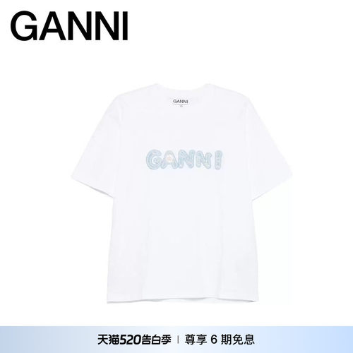 【春夏新款】GANNI女装 趣味卡通印花休闲短袖T恤上衣A1050188151