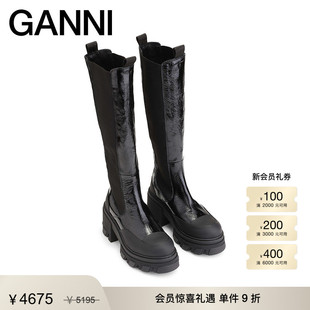 GANNI女鞋 S2305099 厚底高筒靴切尔西靴及膝靴