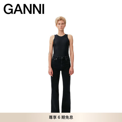GANNI女装新款betzy黑色高腰长裤