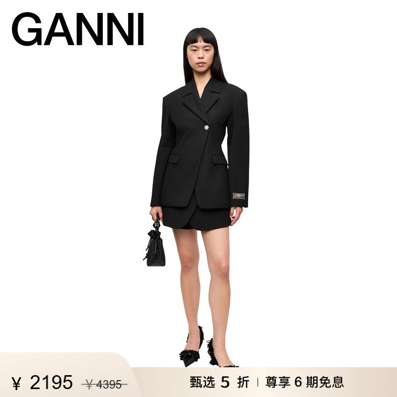 【甄选折扣】GANNI女装 简约收腰修身休闲西装外套 W0617099