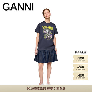 【春夏新款】GANNI女装 可爱考拉印花宽松短袖T恤 A1050218252
