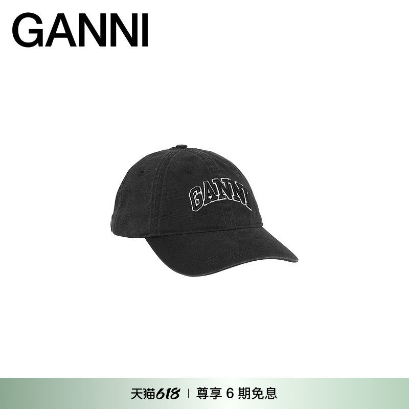 GANNI女士 黑色经典款休闲遮阳鸭舌帽棒球帽A6900099
