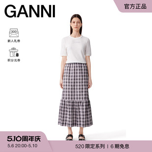 修身 白鹭色logo款 新款 GANNI女装 T4010135 圆领T恤衫 520系列