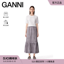 新款 GANNI女装 白鹭色logo款 修身 T4010135 圆领T恤衫 520系列