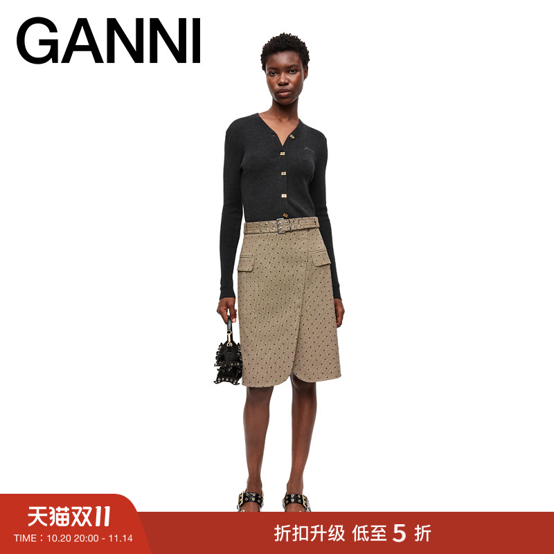 【甄选再降】GANNI女装 经典格纹圆点修身西装半身裙 W0297177