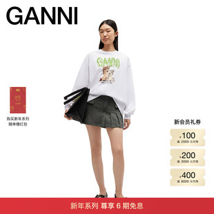 【新年系列】GANNI女装 趣味卡通马年印花长袖T恤上衣A1050077151