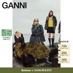 格纹蜡光棉兜帽大领口风衣外套W0944784 经典 GANNIx Barbour联名