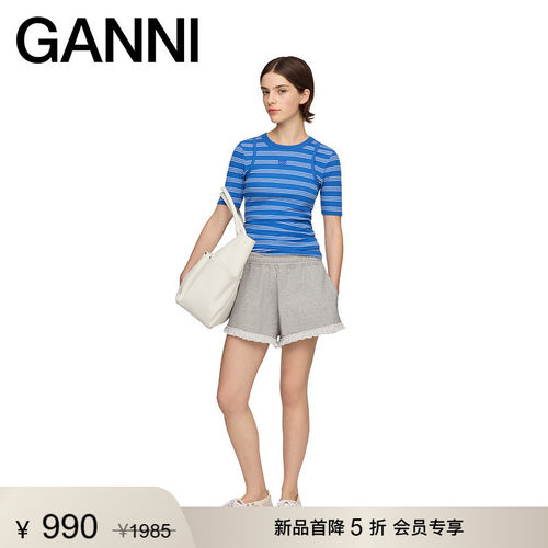 【新品首降】GANNI女装 蕾丝休闲裤柔美舒适运动短裤 A1110069920