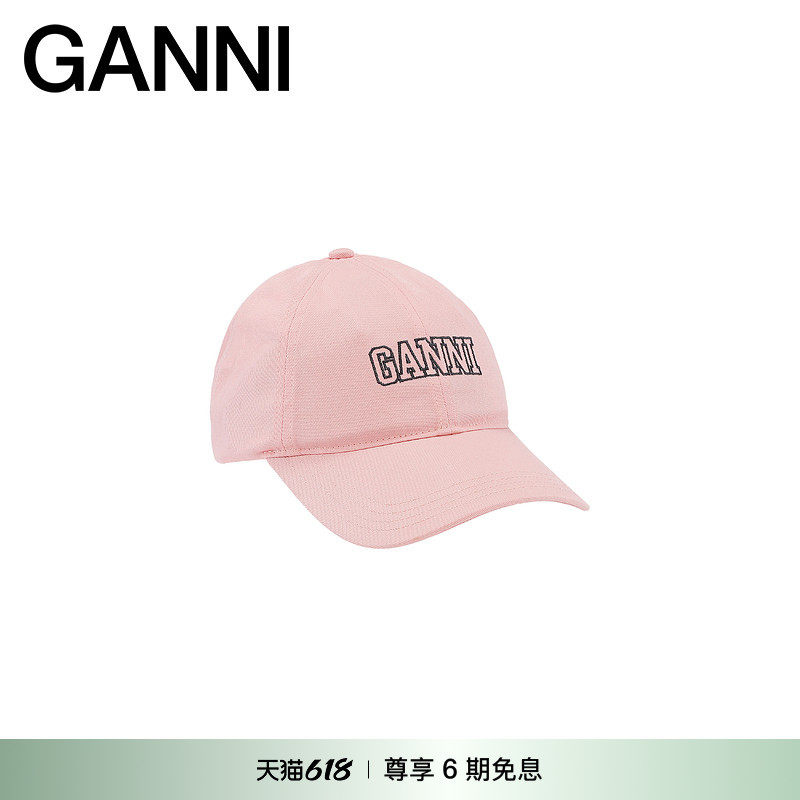 GANNI女士 刺绣logo淡运动棒球帽鸭舌帽A5084465