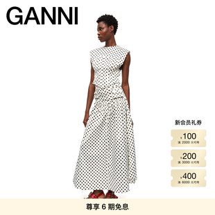 GANNI女装 双层缎面垂感喇叭波点半身裙长裙W0641135