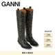 GANNI女鞋 尖头皮革骑士靴高筒西部靴 S1859864
