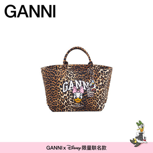 【GANNI x Disney】黛丝图案复古豹纹中号手提托特包 B2110062859
