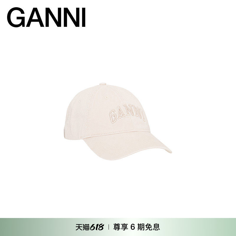 GANNI女士 白鹭色经典款遮阳鸭舌帽棒球帽A6901135