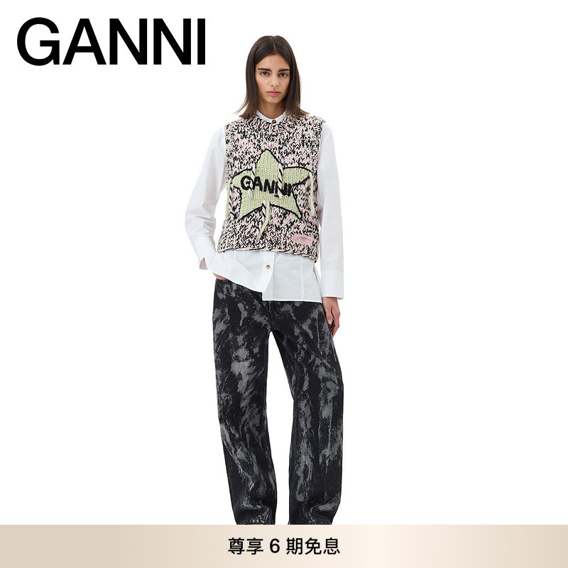 GANNI女装 LOGO羊毛优雅时尚早秋无袖百搭毛衣针织背心 K2346868