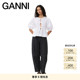 棉府绸衬衫 GANNI女装 白色系带泡泡袖 上衣