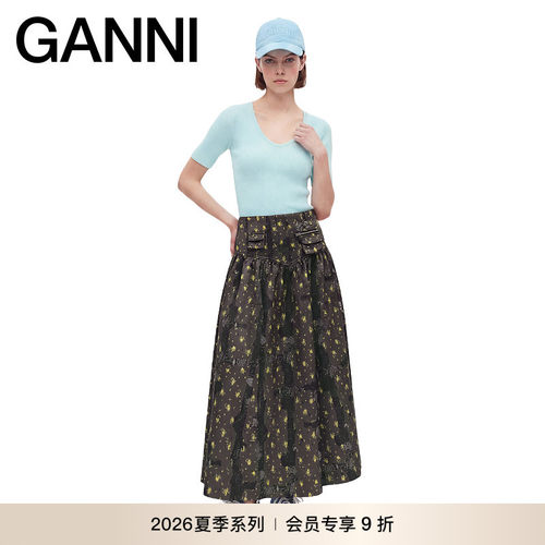 【新品会员9折】GANNI女装 清新纯色修身针织短袖内搭A105016707Z