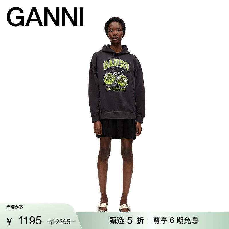 【惊喜首降】GANNI女装 樱桃连帽长袖卫衣春季宽松长袖 T4285252