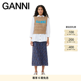 GANNI女装 罗纹钩编针织背心马甲K2166177 logo款