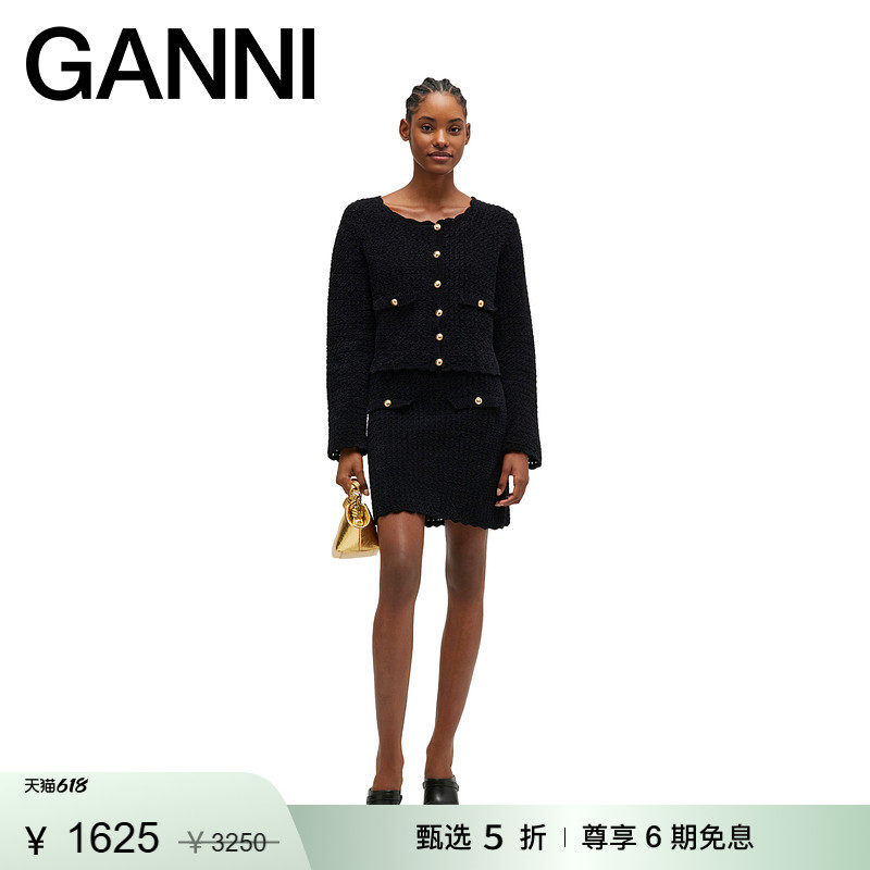 【甄选折扣】GANNI女装 经典花边领优雅毛衣针织长袖 A1070113099