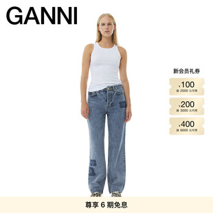 J1509566 牛仔裤 GANNI女装 蝴蝶logo直筒阔腿裤