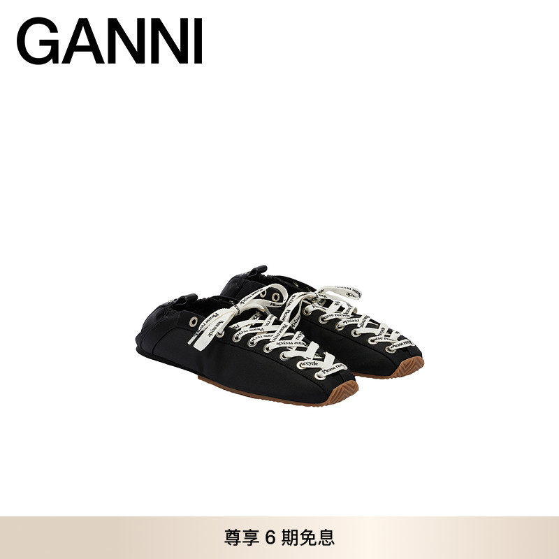 【明星同款】GANNI女鞋 复古系带运动芭蕾鞋休闲单鞋 B1040014099