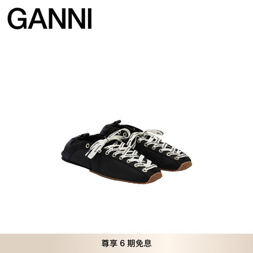 【明星同款】GANNI女鞋 复古系带运动芭蕾鞋休闲单鞋 B1040014099