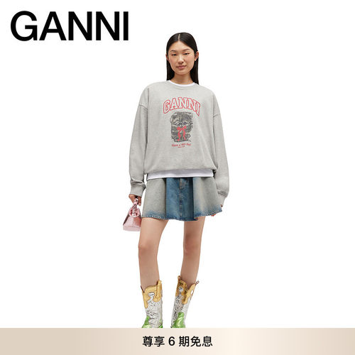 GANNI女装 秋季小猫百搭宽松舒适休闲风简约连帽卫衣 A1060016920