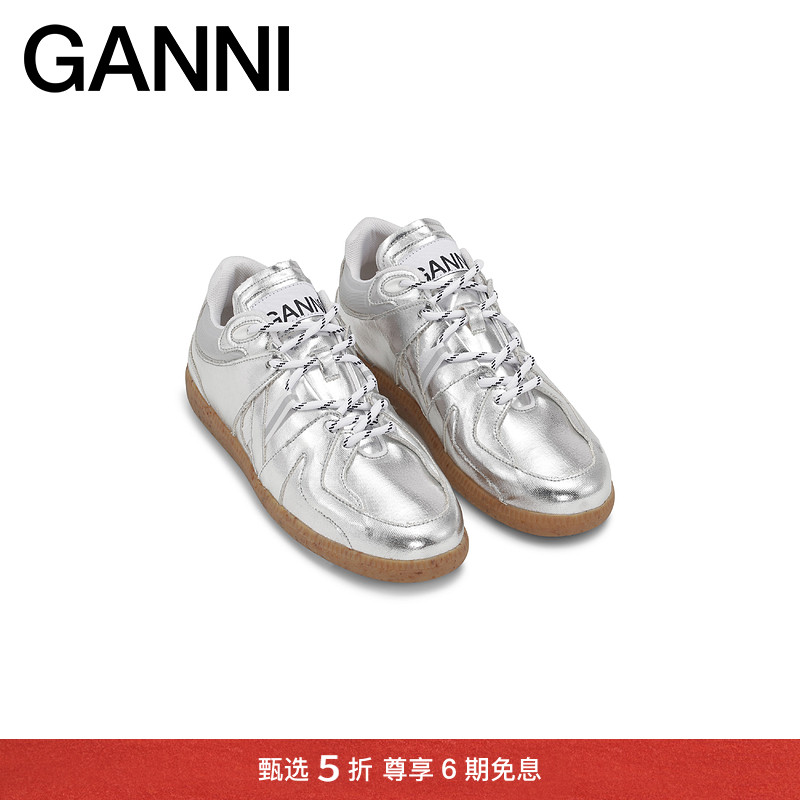 【甄选折扣】GANNI女鞋 Sporty Mix复古系带平底鞋运动低帮休闲鞋