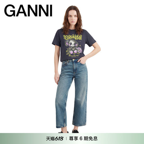 【春夏新款】GANNI女装 可爱考拉印花宽松短袖T恤 A1050218252