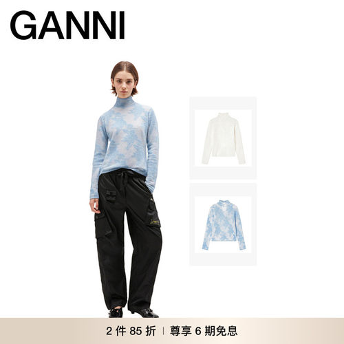 【2件85折】GANNI女装 早秋修身慵懒感舒适针织高领毛衣 K2642745