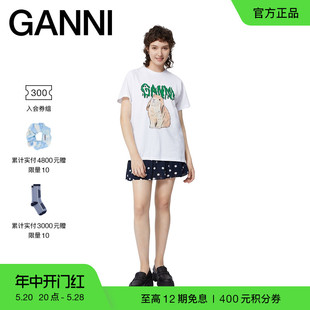 呆萌兔子图案休闲圆领短袖 GANNI女装 款 T恤衫 经典 T2778151