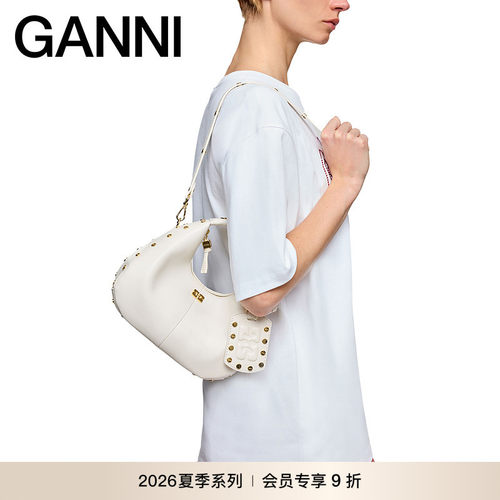 【新品会员9折】GANNI女包 Mini Hobo甜酷白色手提包 B2070129135