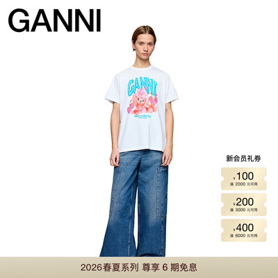【春夏新款】GANNI女装 千禧风卡通甜辣宽松短袖T恤 A1050142151