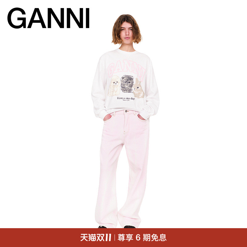 GANNI女装 创意小动物印花长袖卫衣套头衫 T4275151
