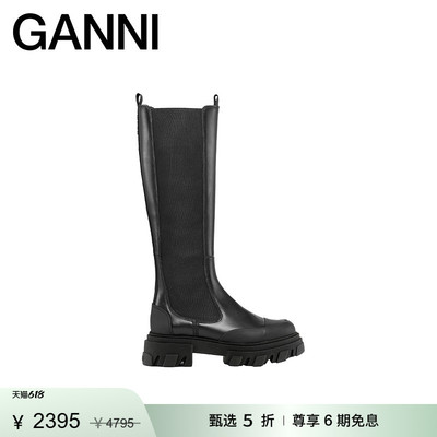 【惊喜首降】GANNI女鞋 黑色时装靴简约时尚个性高筒靴 S2575099