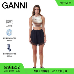 上衣 背心修身 GANNI K2222969 新款 泳装 logo刺绣条纹短款 夏季