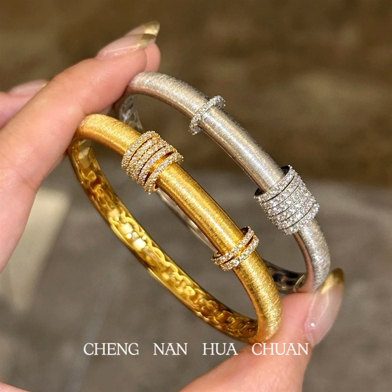轻奢重工意大利拉丝时来运转手镯手镯
