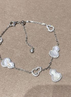 红薯同款S925纯银福禄双全天然白贝母六葫芦手链新中式气质手饰