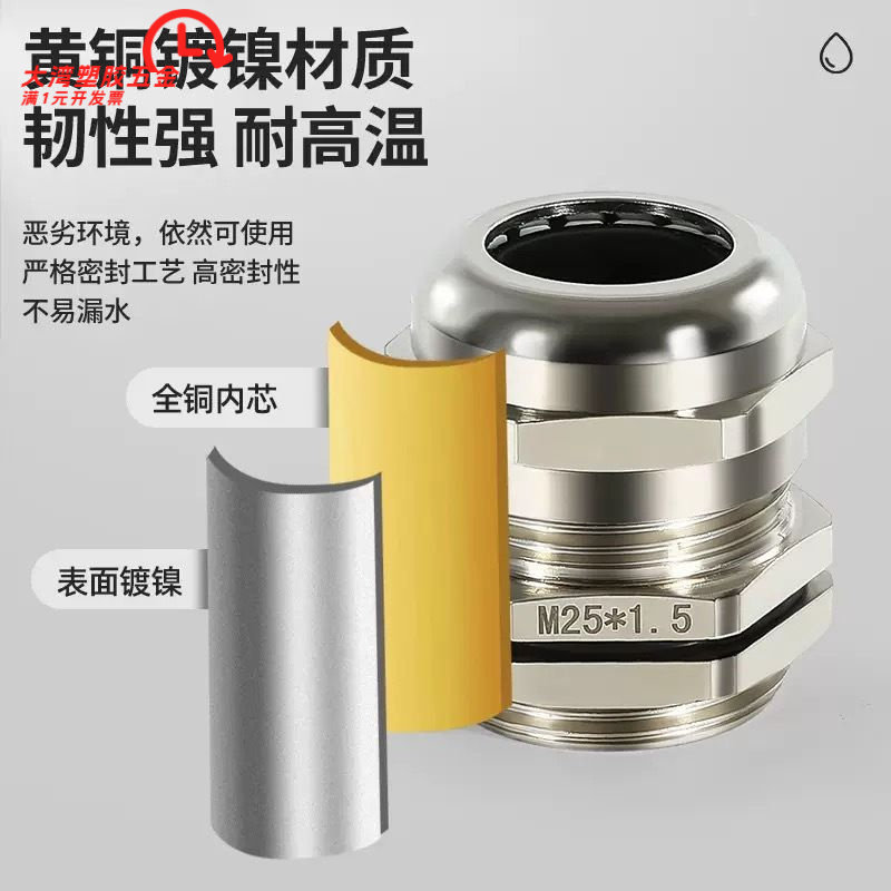 金属电缆防水接头M型黄铜格兰头m