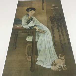 清代名人仿古字画冷枚-春闺倦读绢本艺术微喷复制画芯高清装饰画