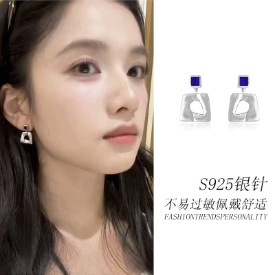 张婧怡同款撞色耳钉几何简约耳饰