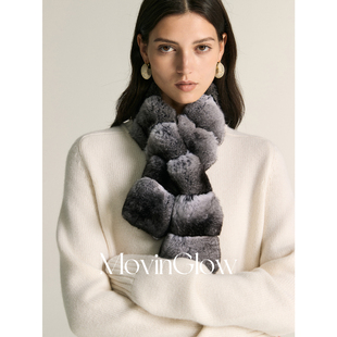 MovinGlow｜龙猫絮语 珍奢皇冠级3XD青紫蓝 横排工艺交叉皮草围脖