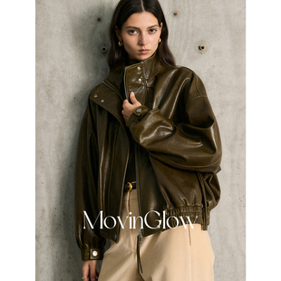 短阔皮衣 蝙蝠袖 MovinGlow｜冰岛苔原 优质头层绵羊皮双色油蜡