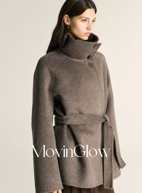 MovinGlow｜柏林午后 奢暖天然澳毛真丝驼绒 立领本料腰带H型大衣