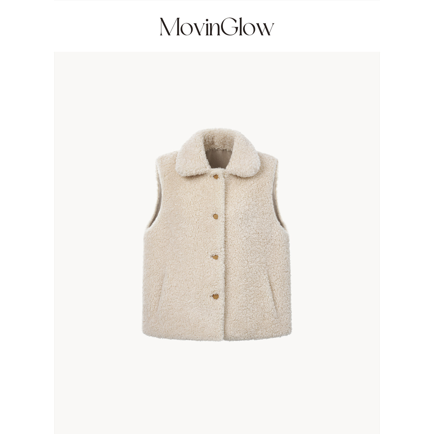 MovinGlow｜温莎湖畔 暖糯全羊毛＆三重奢料 两面穿翻领宽松马甲