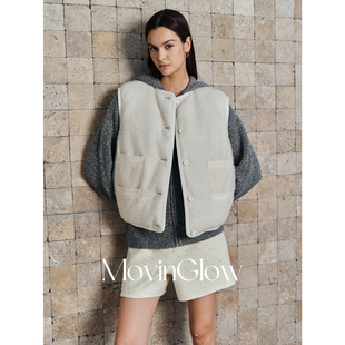 MovinGlow｜温暖壁炉 马海毛羊毛呢料绗鹅绒 可2穿圆领宽松马甲