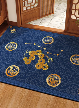 蓝色硅藻泥风水入户门地垫进门口玄关吸水防滑脚垫加厚地毯可裁剪